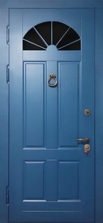 Остекленная термодверь с кнокером и окрашенными панелями МДФ RAL