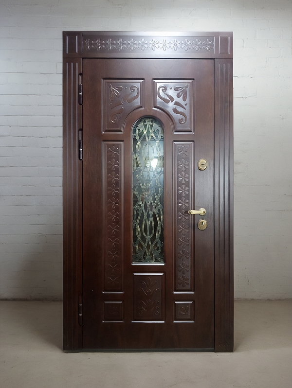 Входная термодверь со стеклопакетом и решеткой Входная термодверь со стеклопакетом и решеткой