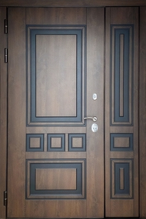 Одностворчатая термодверь с неподвижной боковой вставкой (МДФ шпон с патиной)